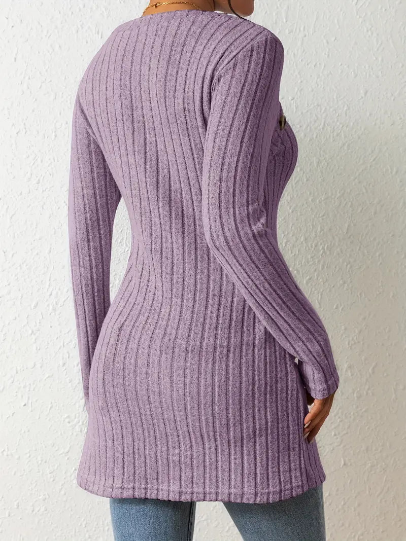 Lynza Chiesa™ | Asymmetrisk Knäppt Ribbad Topp