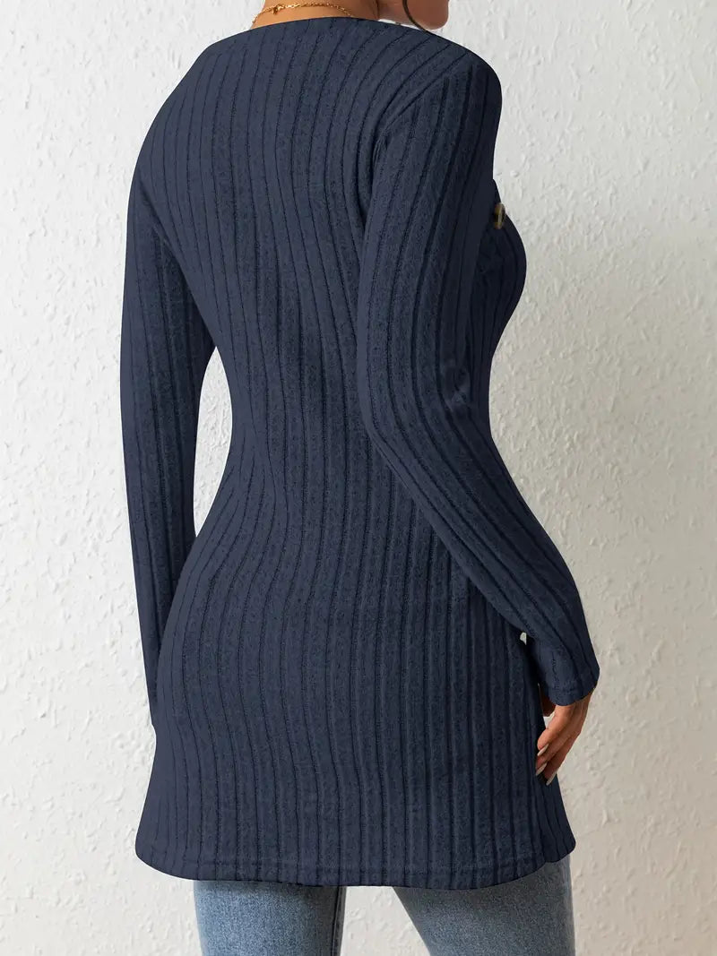 Lynza Chiesa™ | Asymmetrisk Knäppt Ribbad Topp