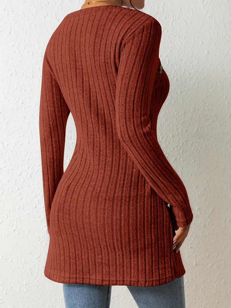 Lynza Chiesa™ | Asymmetrisk Knäppt Ribbad Topp