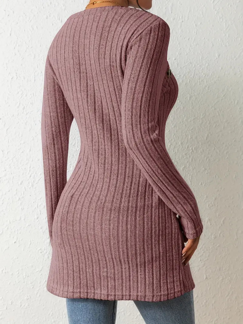 Lynza Chiesa™ | Asymmetrisk Knäppt Ribbad Topp