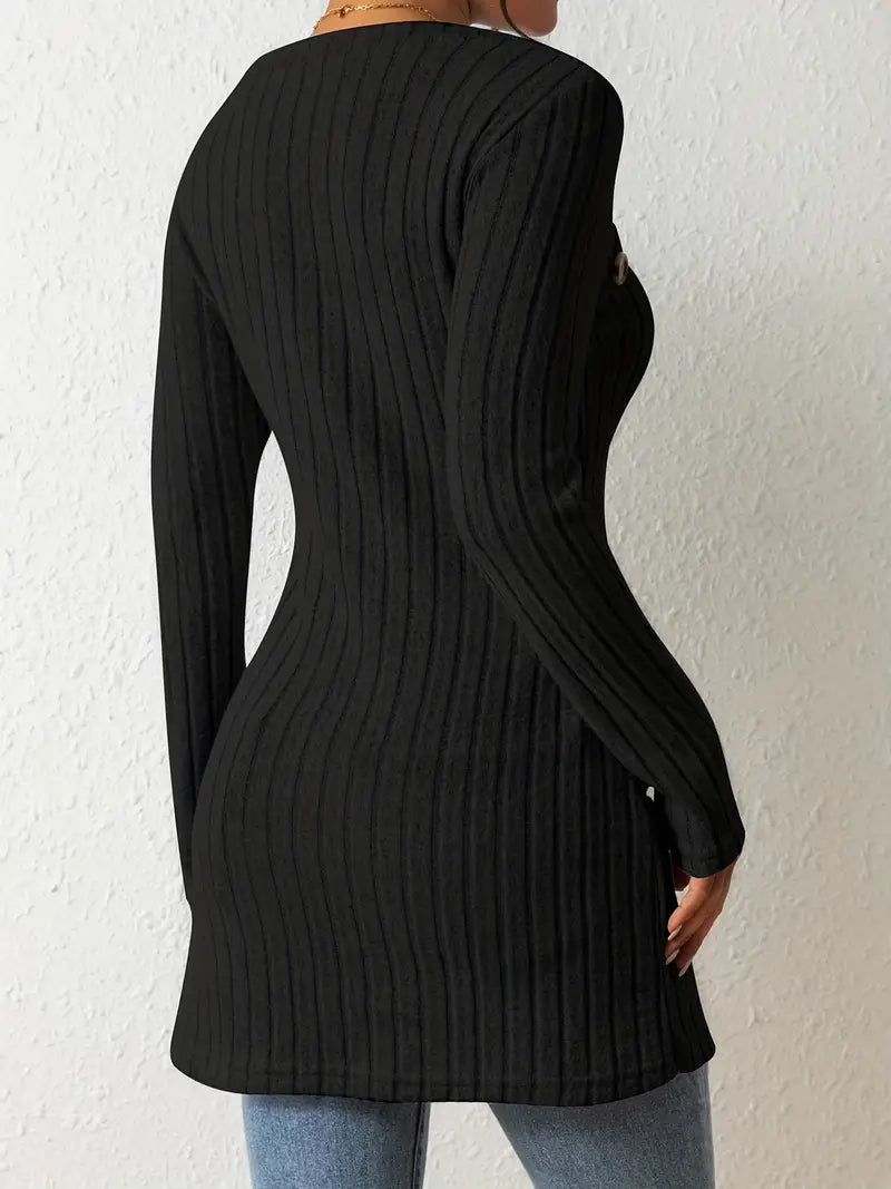 Lynza Chiesa™ | Asymmetrisk Knäppt Ribbad Topp