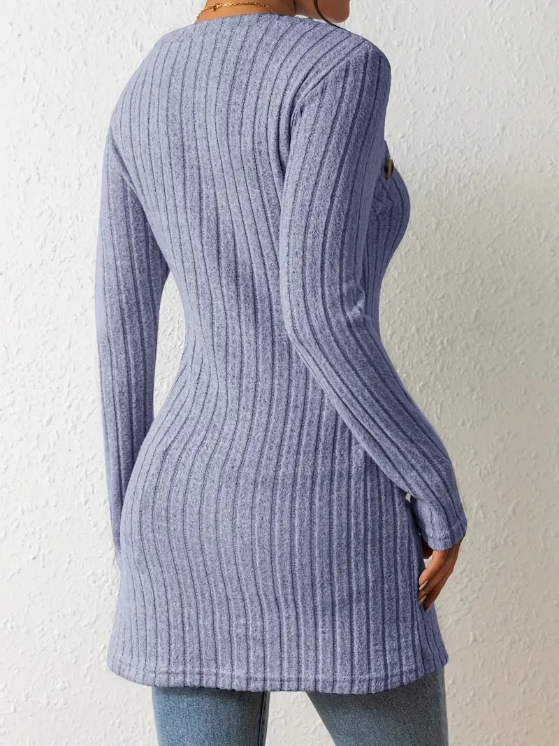 Lynza Chiesa™ | Asymmetrisk Knäppt Ribbad Topp