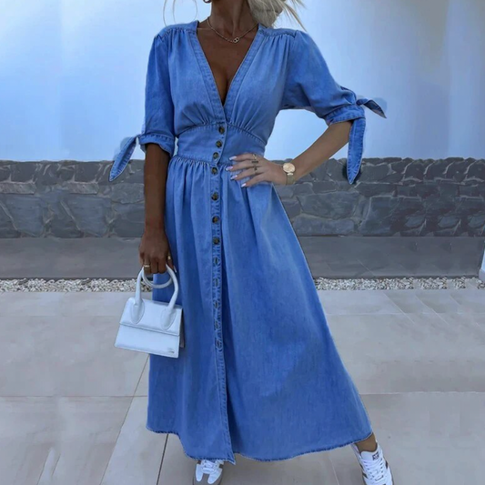Maja™ |Denim Maxi Klänning