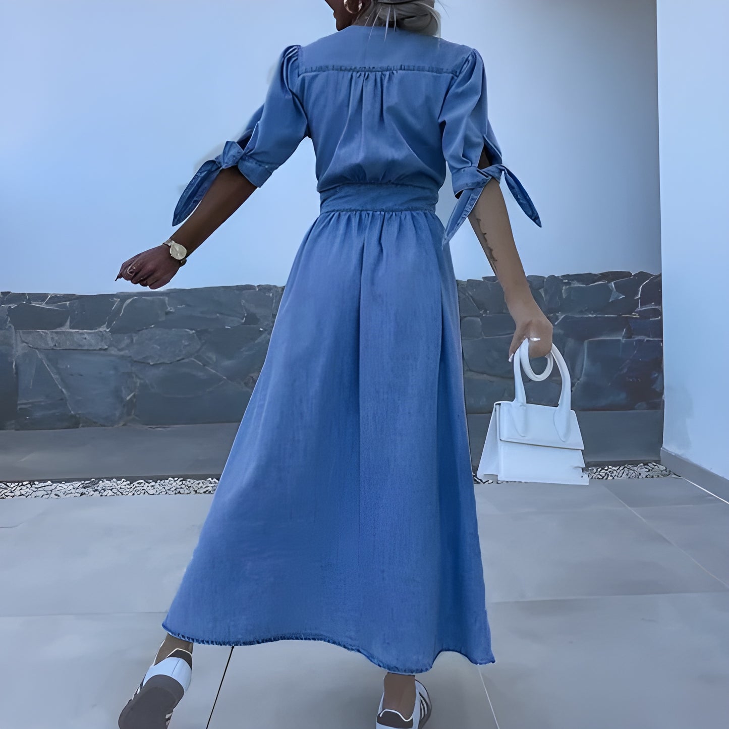 Maja™ |Denim Maxi Klänning