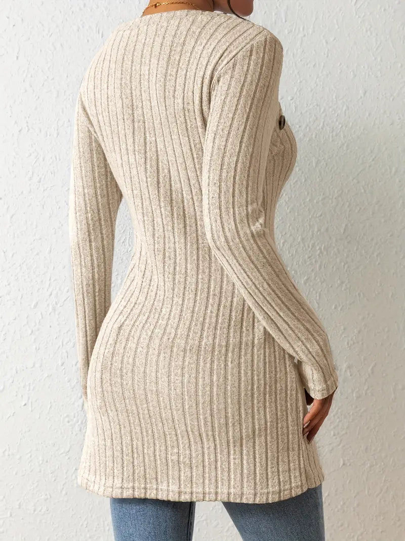 Lynza Chiesa™ | Asymmetrisk Knäppt Ribbad Topp