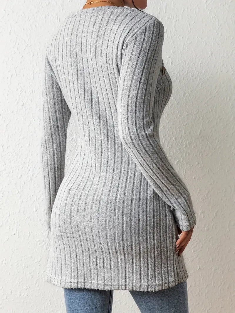 Lynza Chiesa™ | Asymmetrisk Knäppt Ribbad Topp